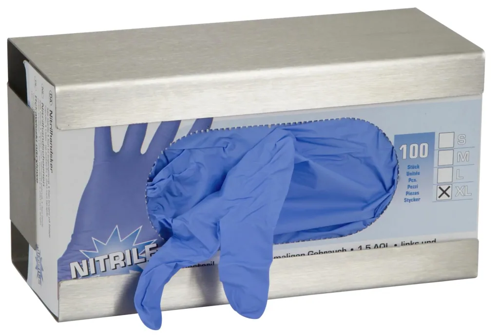 Wandhalter für Einmalhandschuhe aus Edelstahl, mit Feder