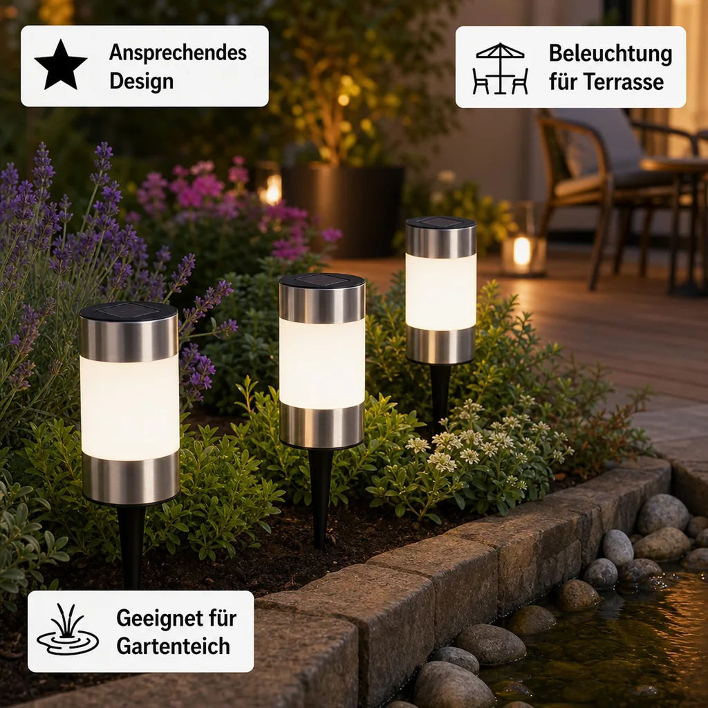 LED Solar Leuchten - 3er Set
