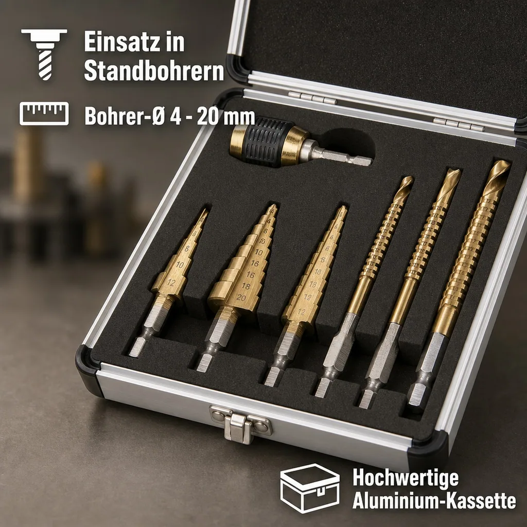 Titan Stufen- und Fräsbohrer Satz 7-teilig