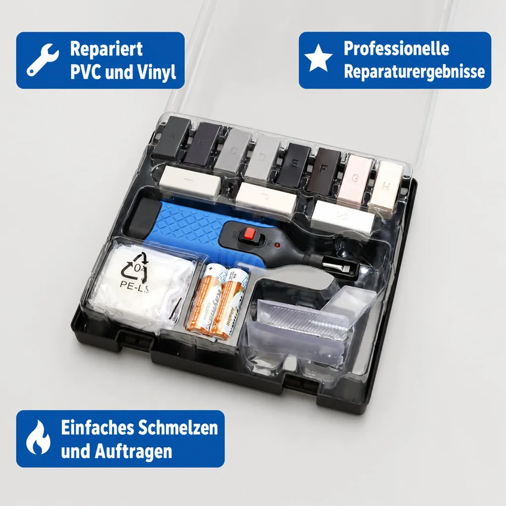 PVC- und Vinyl-Reparaturset inklusive Wachsschmelzer