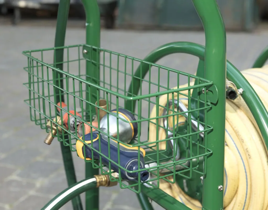 Schlauchwagen, 100 m für 3/4" Schlauch, inklusive Ablagekorb