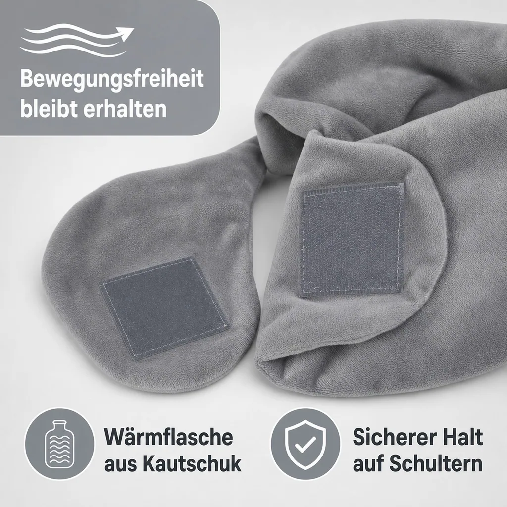 Nacken-Wärmflasche mit Nackenfleece, grau