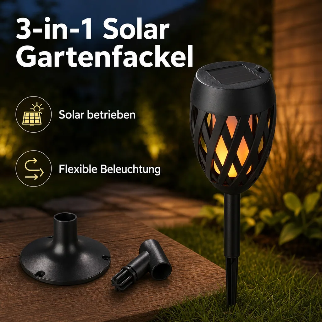 3 in 1 Solar Flammenleuchte