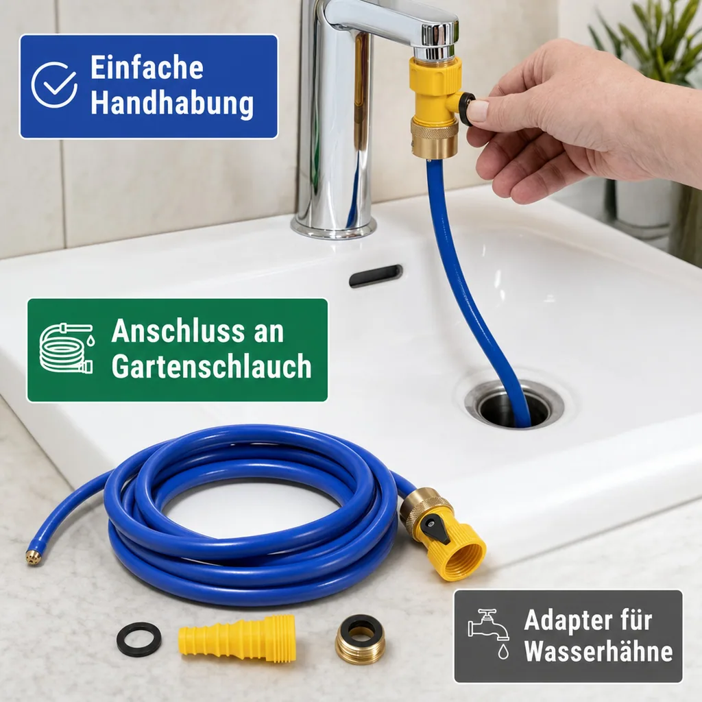 Rohrfrei-Schlauch „Rohrfrei-Power“, mit Düse, 2,5 m, Blau/Gelb