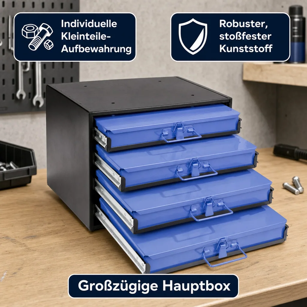 Werkzeug Box inkl. 4 Sortimentskästen ohne Bestückung
