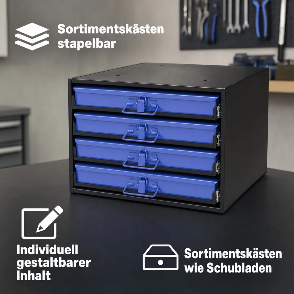 Werkzeug Box inkl. 4 Sortimentskästen ohne Bestückung