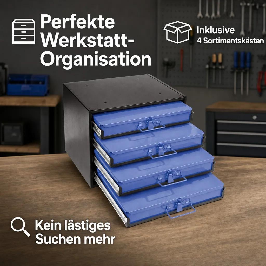 Werkzeug Box inkl. 4 Sortimentskästen ohne Bestückung