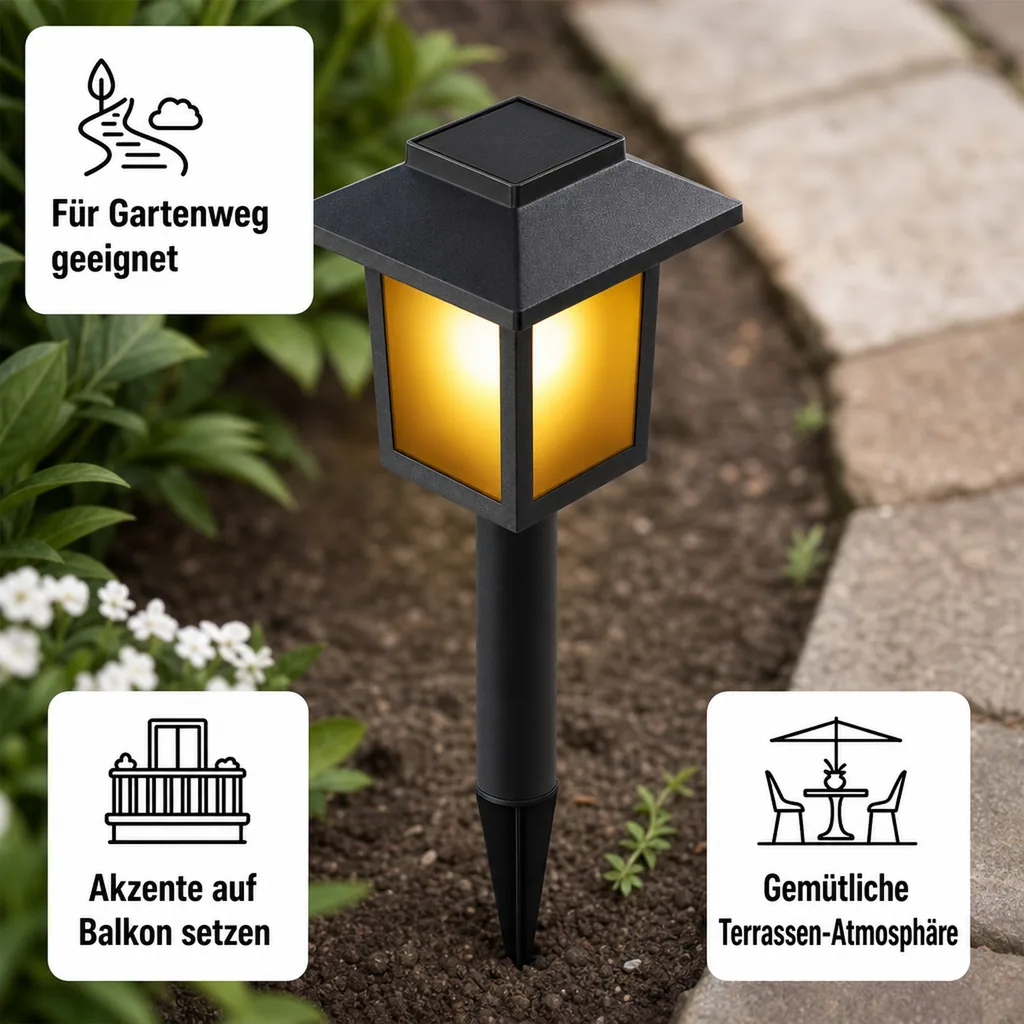 Solar Laterne mit Flammeneffekt, 3er-Set