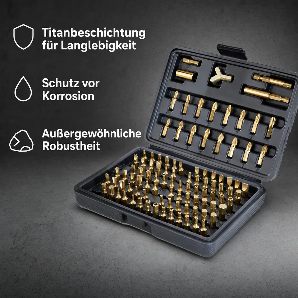 Spezial Bit-Satz Titan beschichtet, 100-teilig