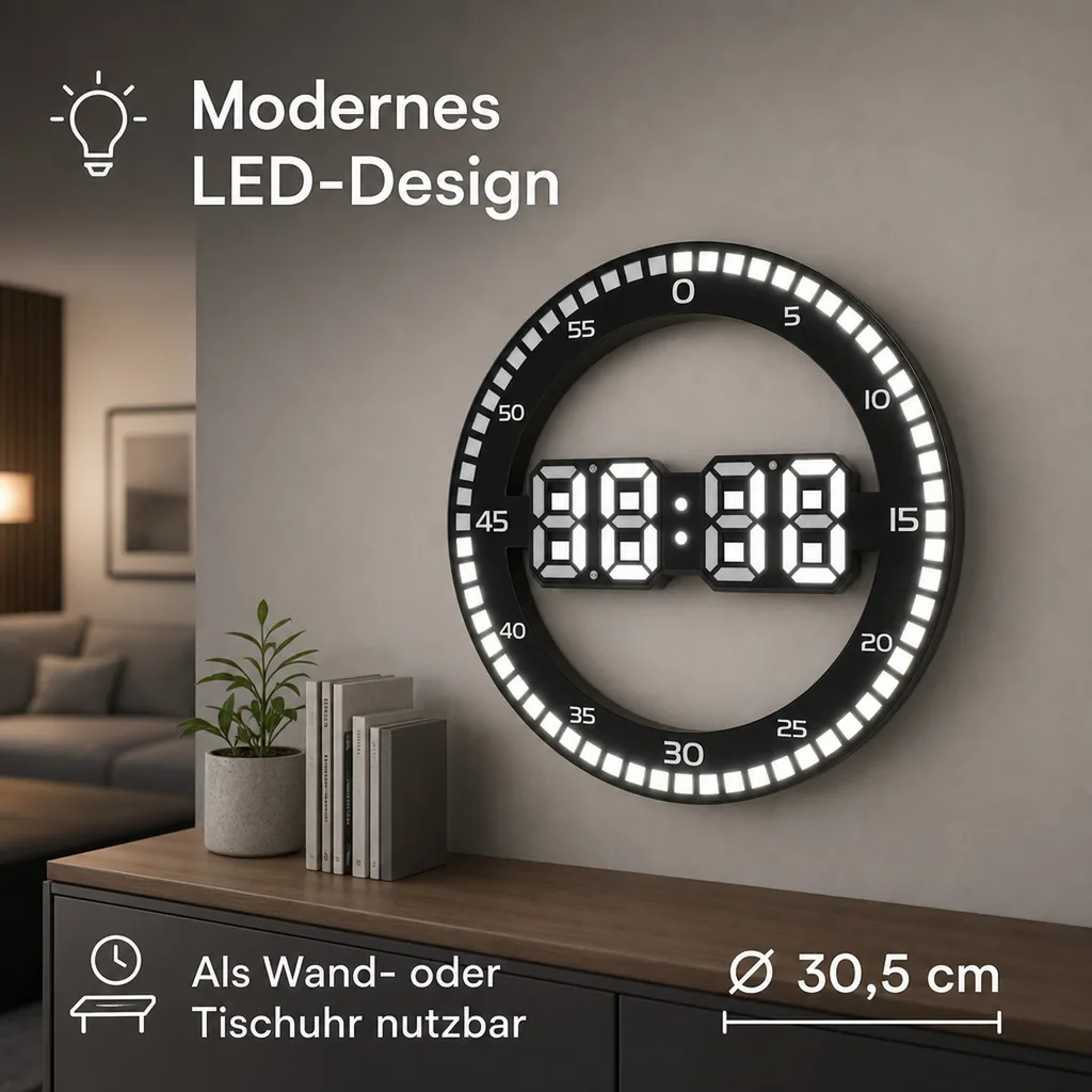 Tisch- und Wanduhr LED