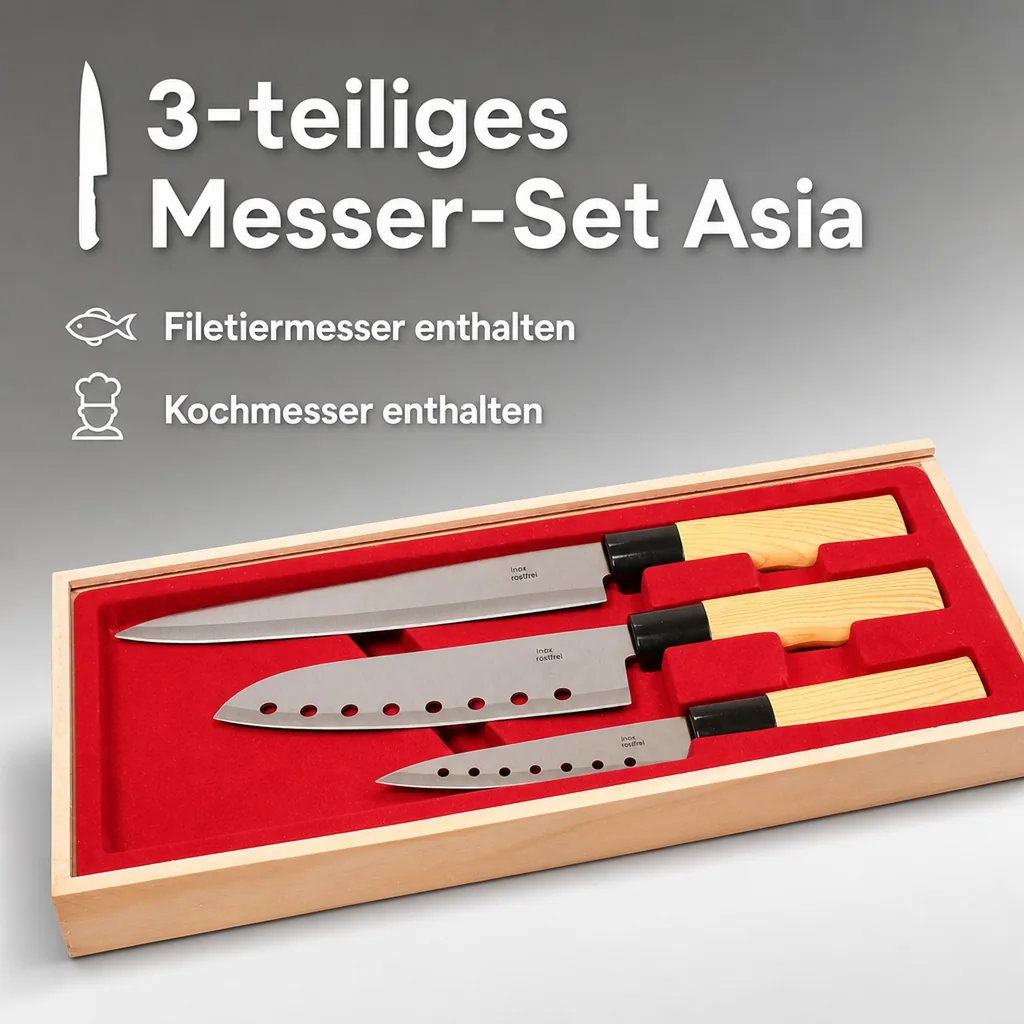 Messer-Set Asia im Holz-Etui, 3 Messer