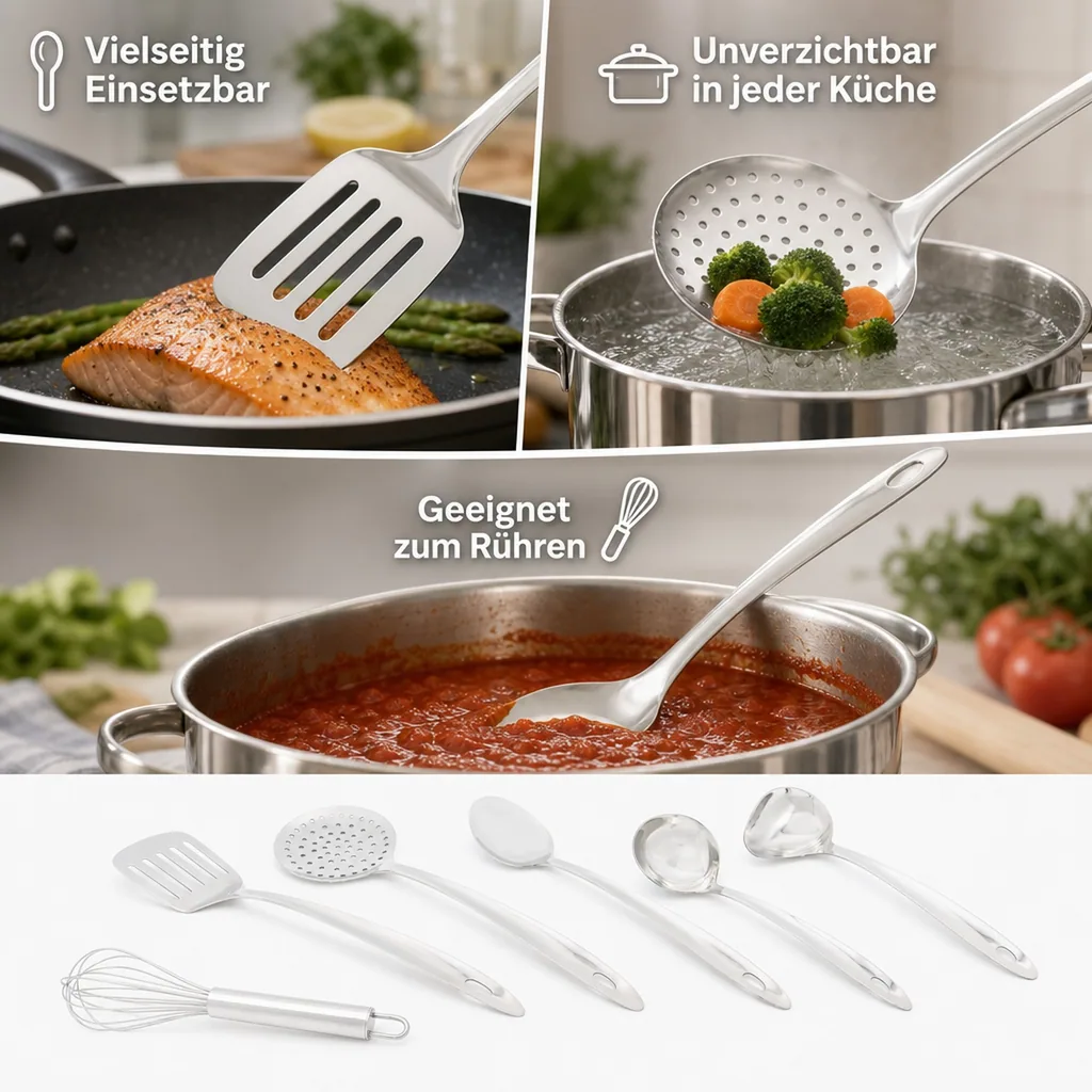 Edelstahl Küchenhelfer-Set 6tlg.