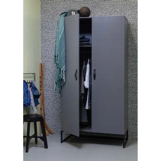 Woood Kleiderschrank Morris lehmgrau