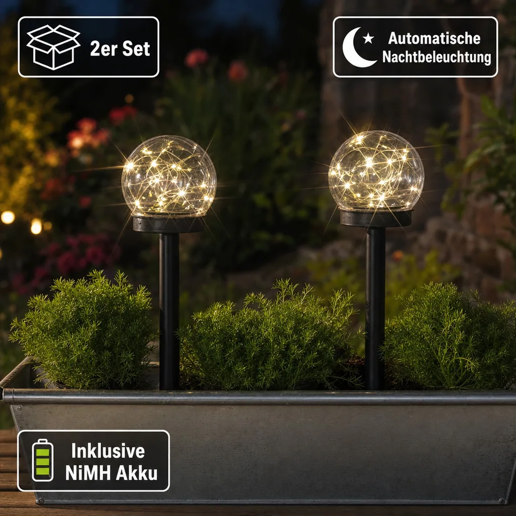 Solar Kugel Set, 10 cm, 2er-Set