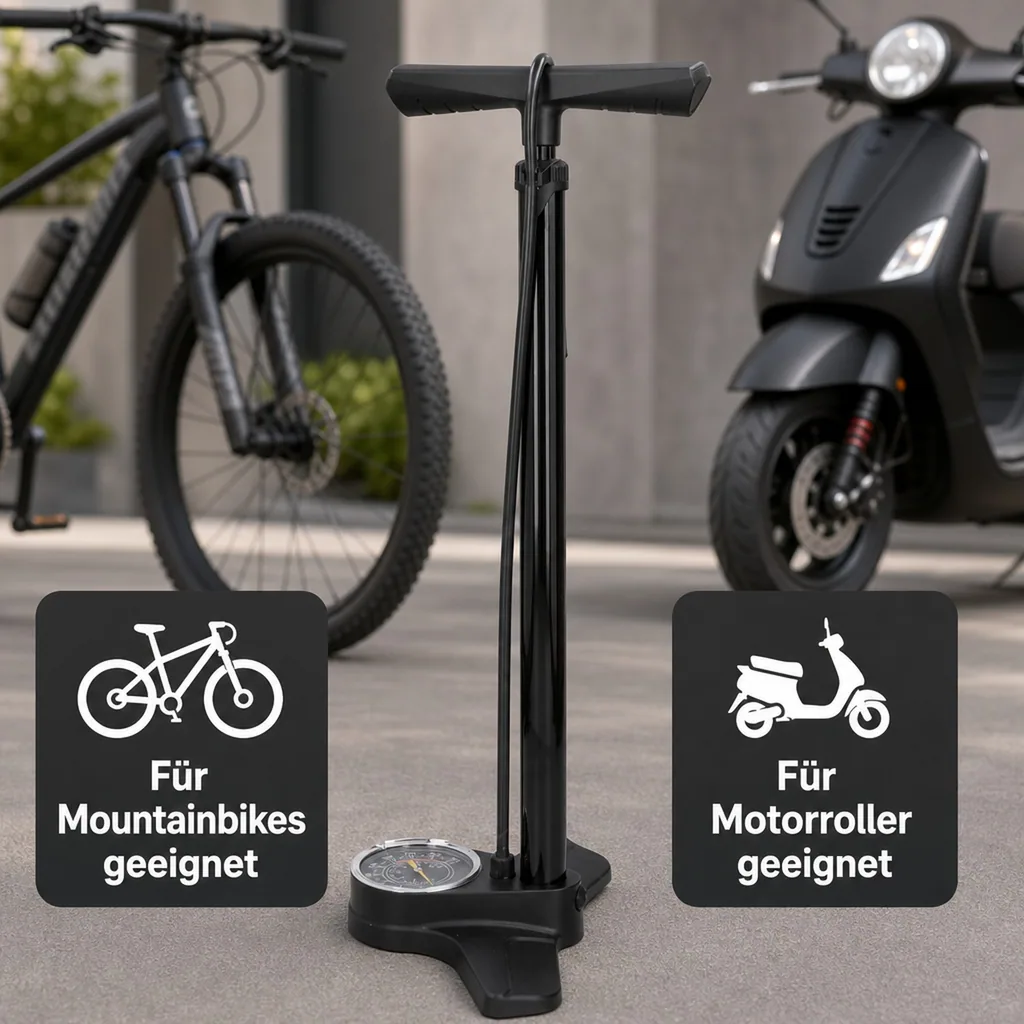 Fahrrad-Standpumpe mit Manometer