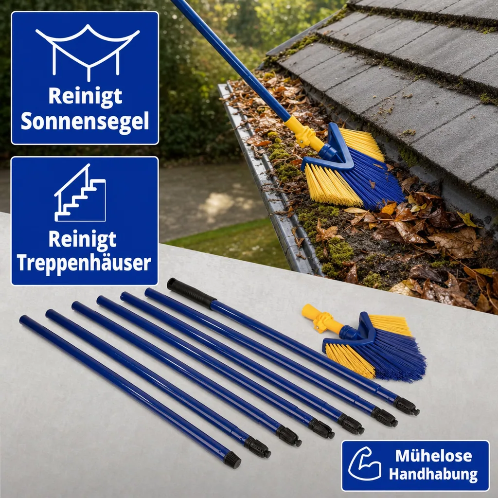 Teleskop Besen - Ideal zur Dachrinnenreinigung