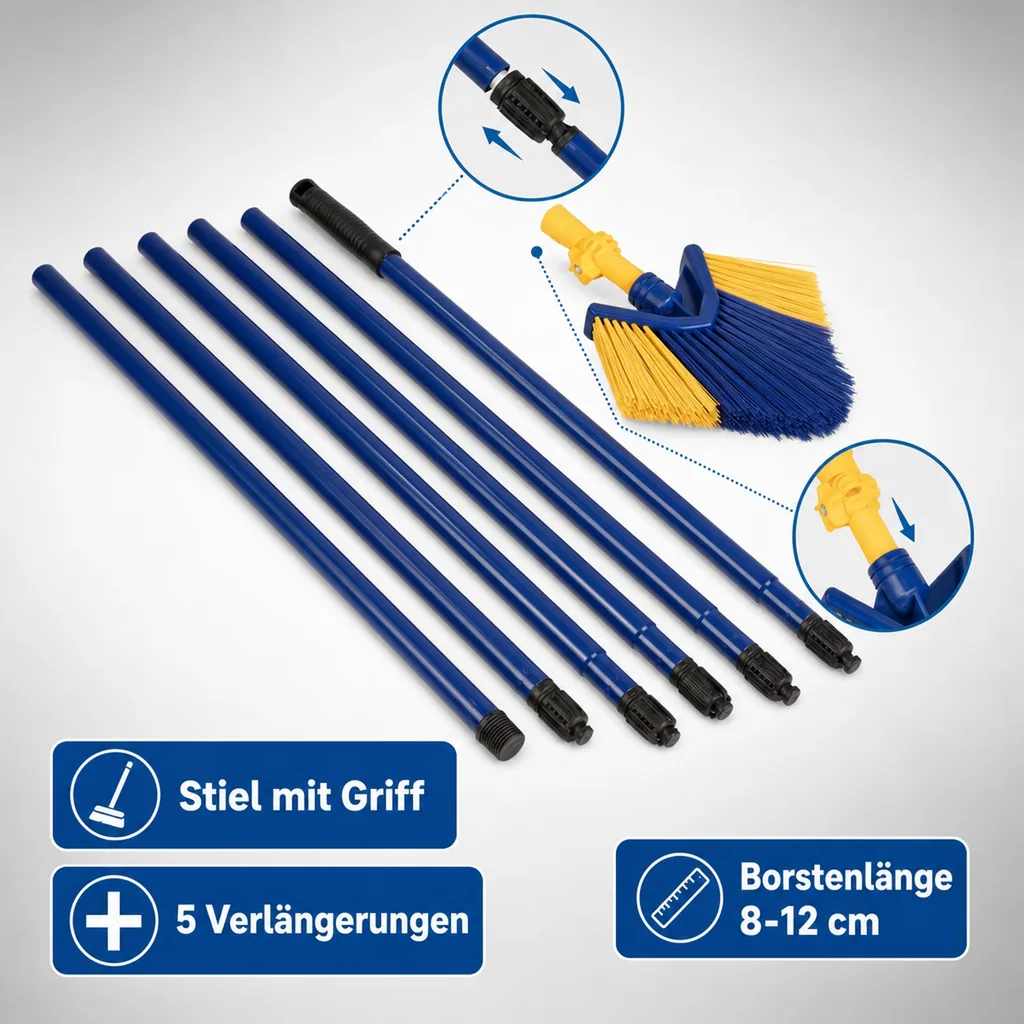 Teleskop Besen - Ideal zur Dachrinnenreinigung