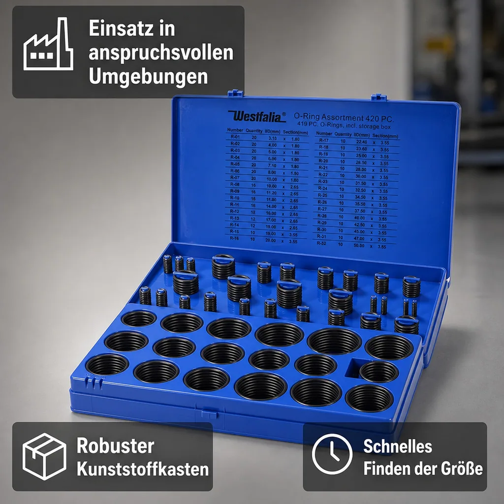 O-Ring Sortiment 420-teilig im Kunststoffkasten