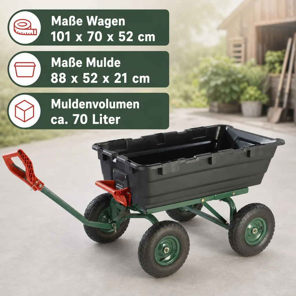 Garten Transportwagen GMGW350, 350 kg Tragkraft, kippbar