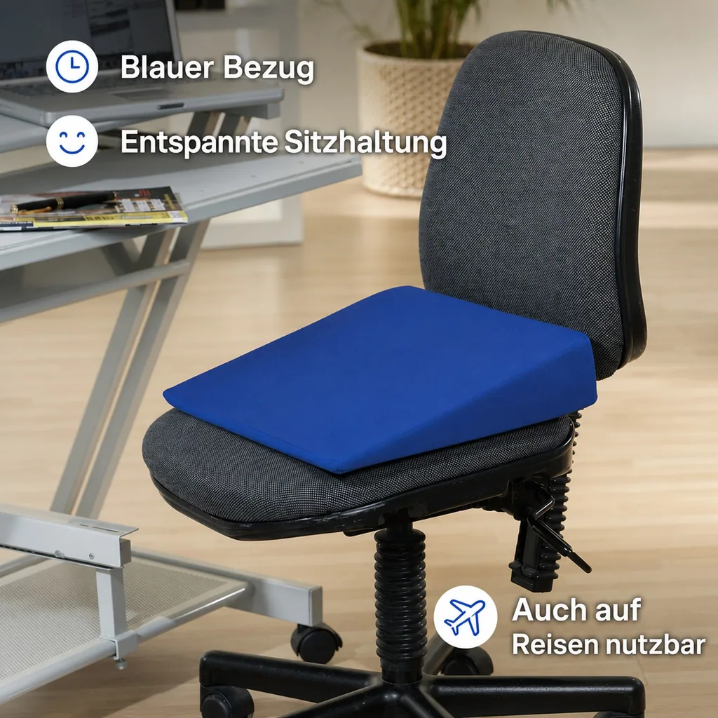 Auto-Sitzkissen Keil mit Bezug, blau