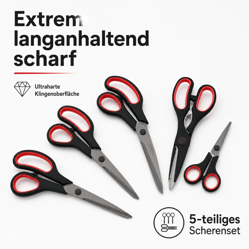 Scheren - Set, Titan-beschichtet, 5-teilig