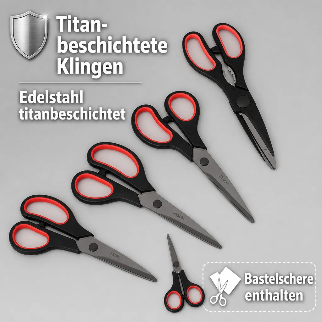 Scheren - Set, Titan-beschichtet, 5-teilig