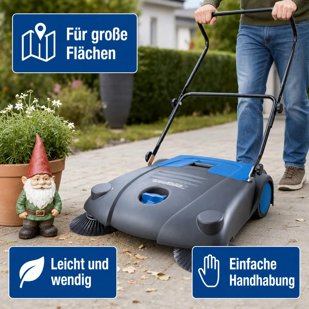 Kehrmaschine, 70 cm Arbeitsbreite, 14 Liter Schmutzbehälter