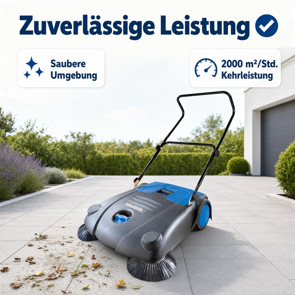 Kehrmaschine, 70 cm Arbeitsbreite, 14 Liter Schmutzbehälter