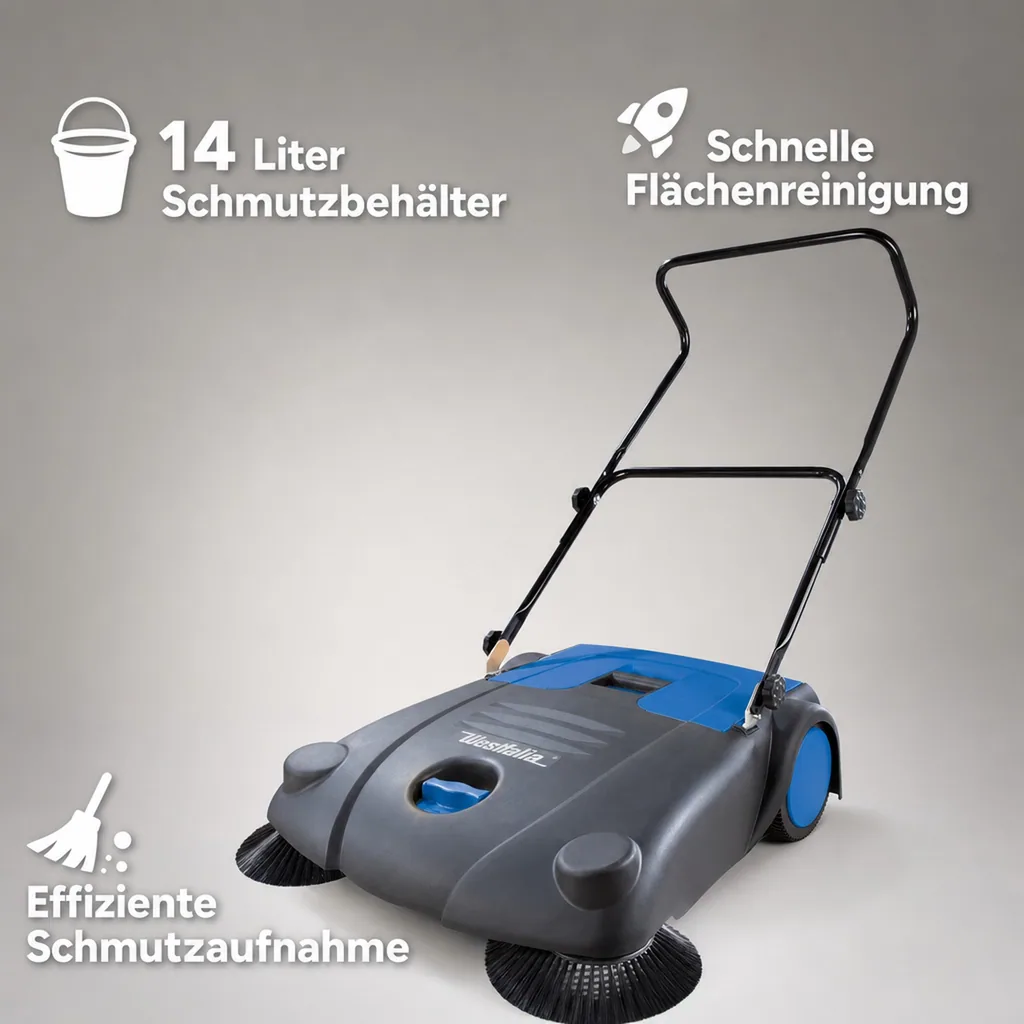 Kehrmaschine, 70 cm Arbeitsbreite, 14 Liter Schmutzbehälter