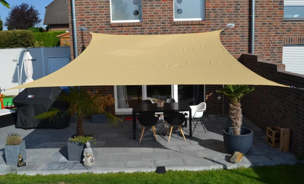 Viereck-Sonnensegel HDPE weizen 400 x 500cm