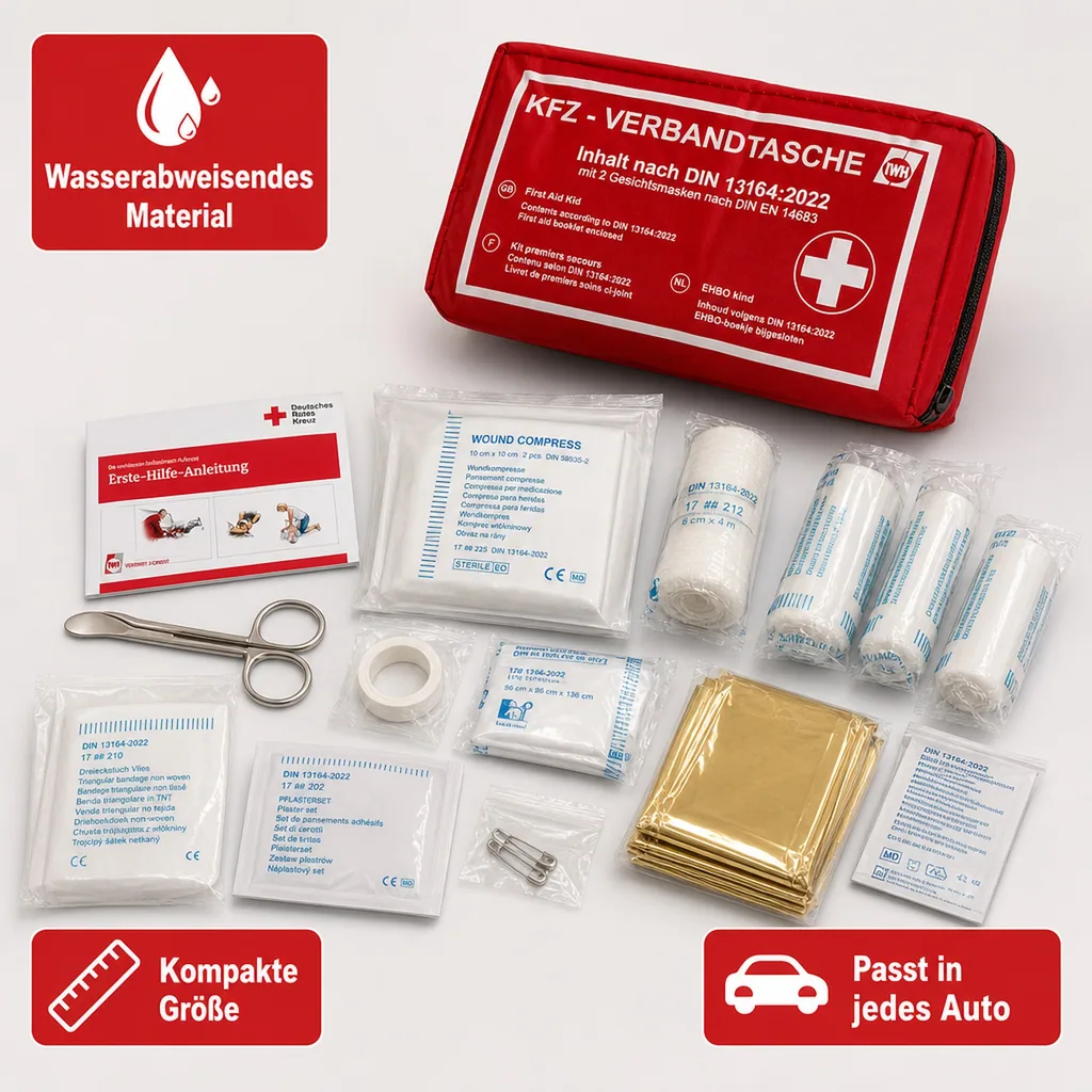 KFZ-Verbandtasche "rot" DIN 13164:2022