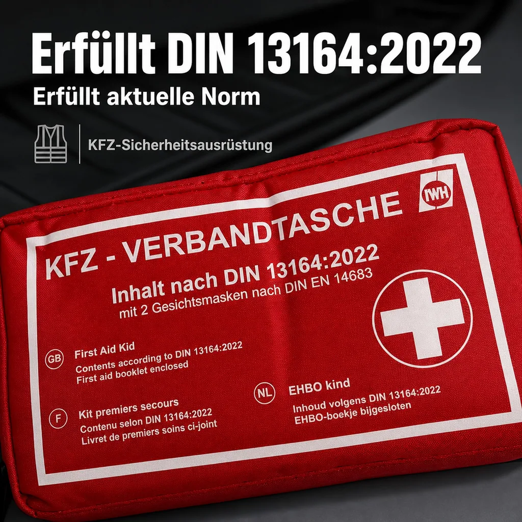 KFZ-Verbandtasche "rot" DIN 13164:2022