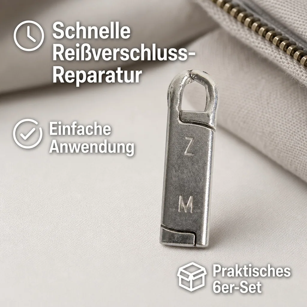 Reißverschluss-Reparatur-Haken, Silberfarben, 6er-Set