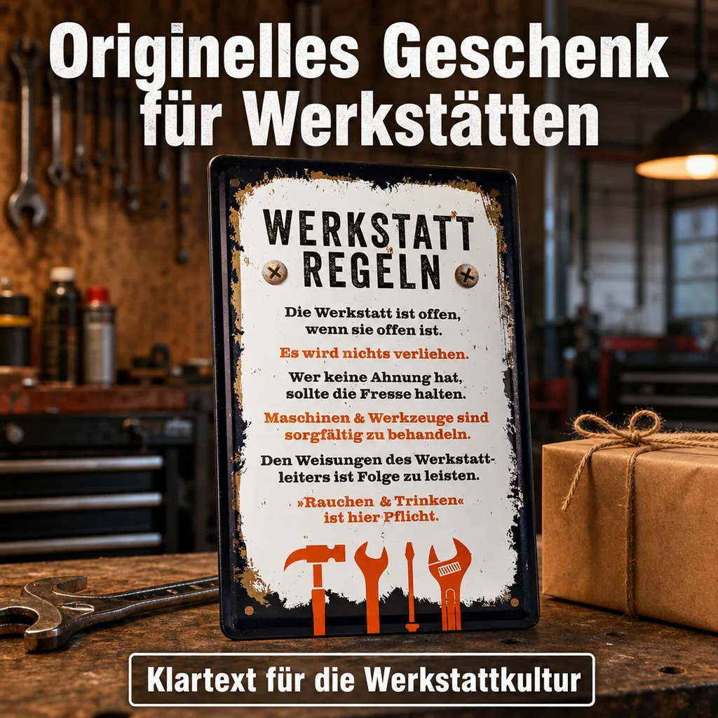 Blechschild "Werkstatt-Regeln"