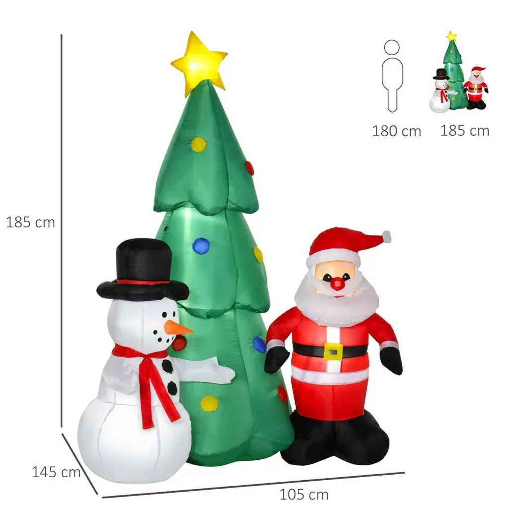 Aufblasbarer Weihnachtsbaum 105 cm x 145 cm x 185 cm | Aosom.de