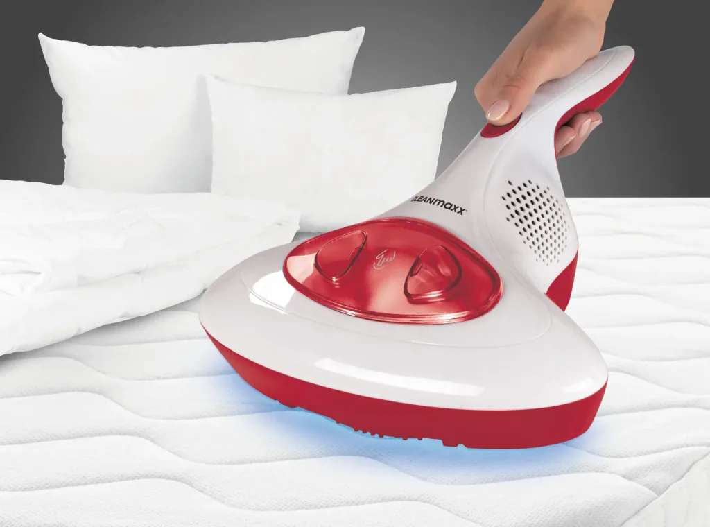 Akku-Milben-Handstaubsauger mit UV-C-Licht 14,8V rot/weiß