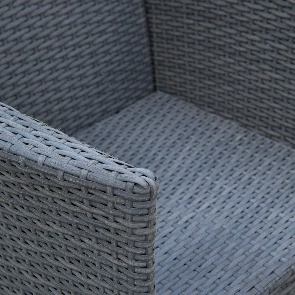 Gartensitzgruppe 3-tlg, Polyrattan Gartenset Rattanmöbel Grau mit Sitzkissen