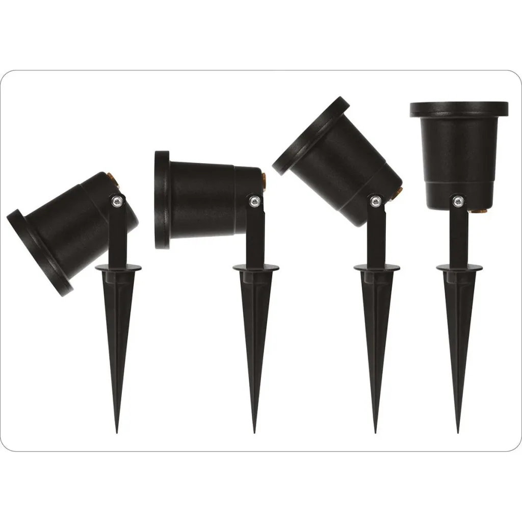 Gartenscheinwerfer GU10 - 4 Stück - IP54 - Schwarz - 35W - Drehbarer Kopf