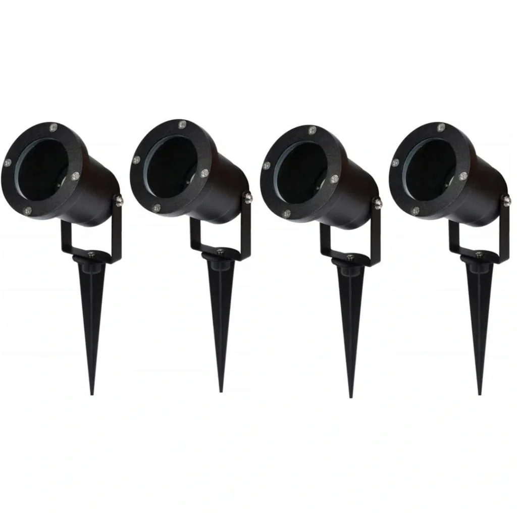 Gartenscheinwerfer GU10 - 4 Stück - IP54 - Schwarz - 35W - Drehbarer Kopf