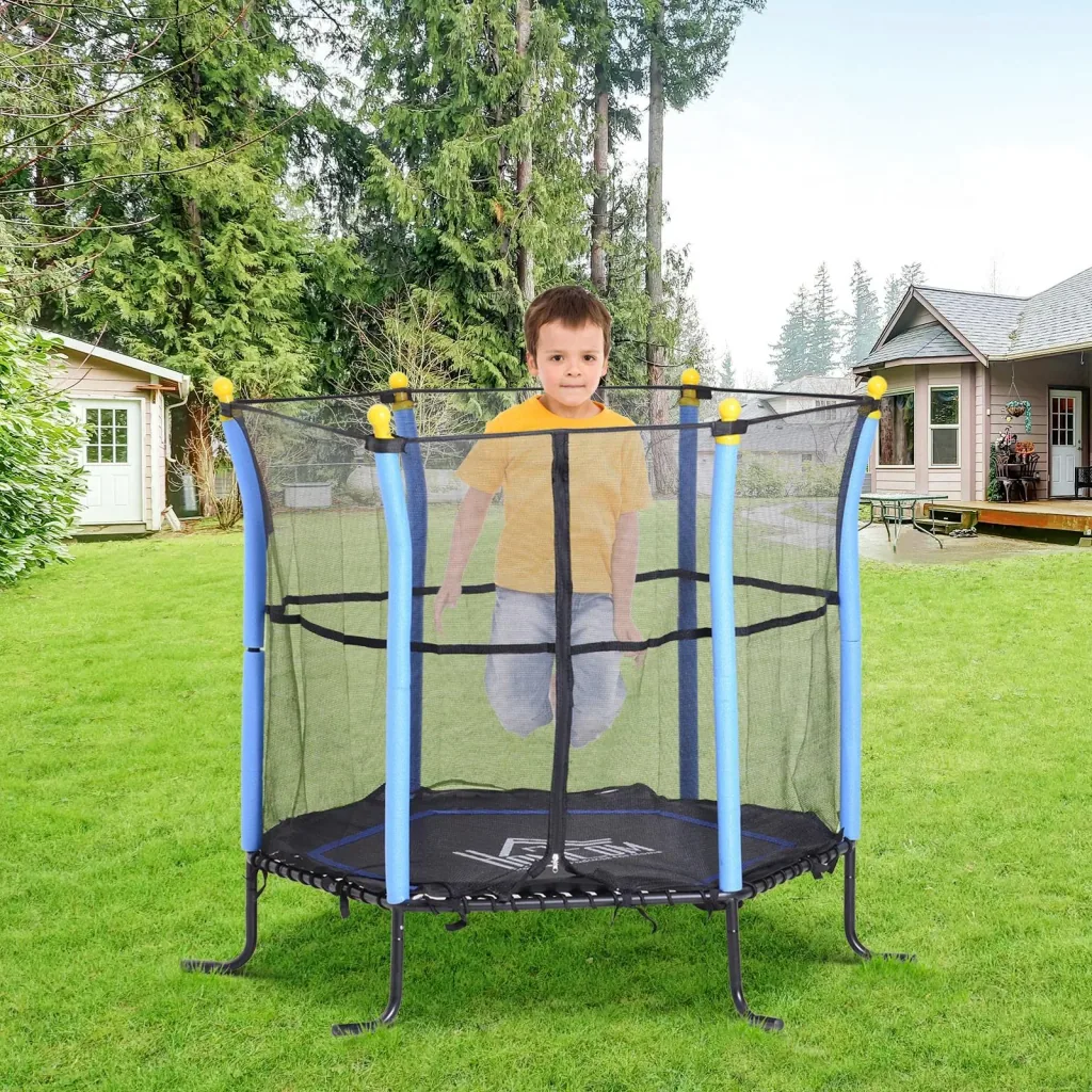 Trampolin Kinder Gartentrampolin mit Sicherheitsnetz Randabdeckung Ø155cm bis 60kg