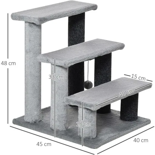 Haustiertreppe mit Kratzsäulen grau