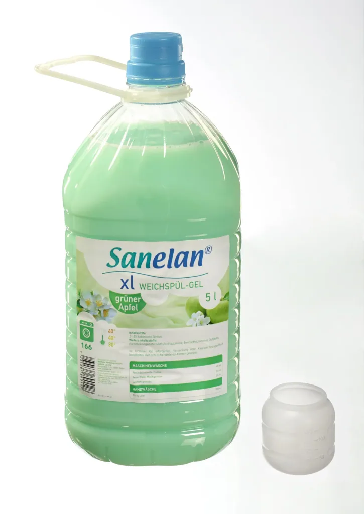 Weichspülgel grüner Apfel, 5 l inklusive Dosierbecher und Auslaufhahn