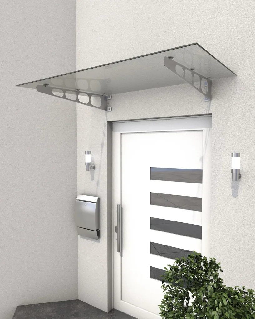 Edelstahlvordach HD/LT 140 klar, 140 x 90 x 16 cm, Edelstahl, Verbundsicherheitsglas (VSG) 8mm klar
