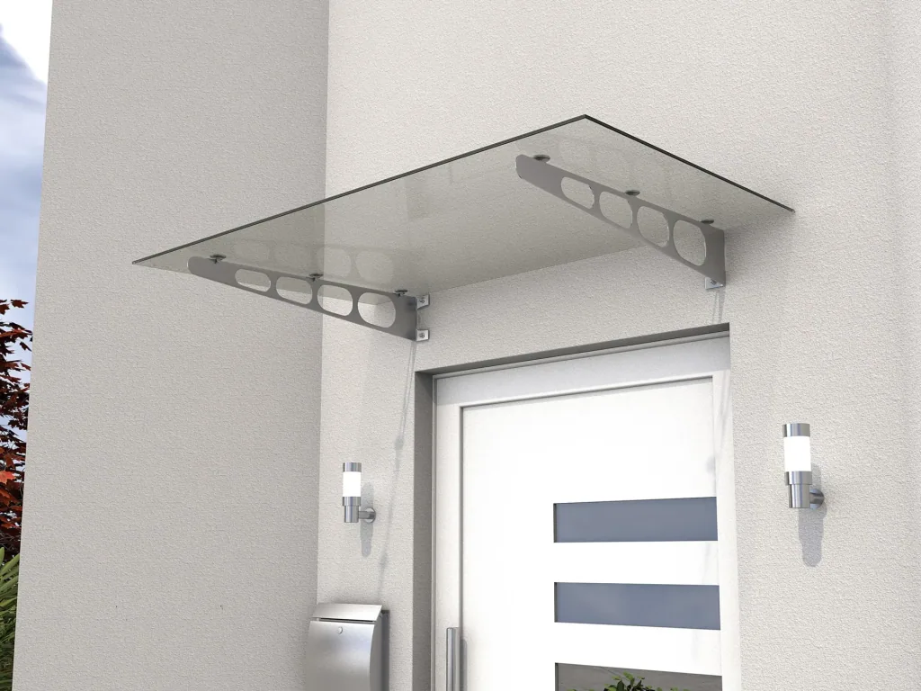 Edelstahlvordach HD/LT 140 klar, 140 x 90 x 16 cm, Edelstahl, Verbundsicherheitsglas (VSG) 8mm klar