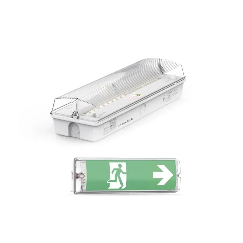 LED-Fluchtwegleuchte, Notausgang mit Notstromeinheit bietet eine TEST-Funktion, Wandmontage & IP65 Schutz