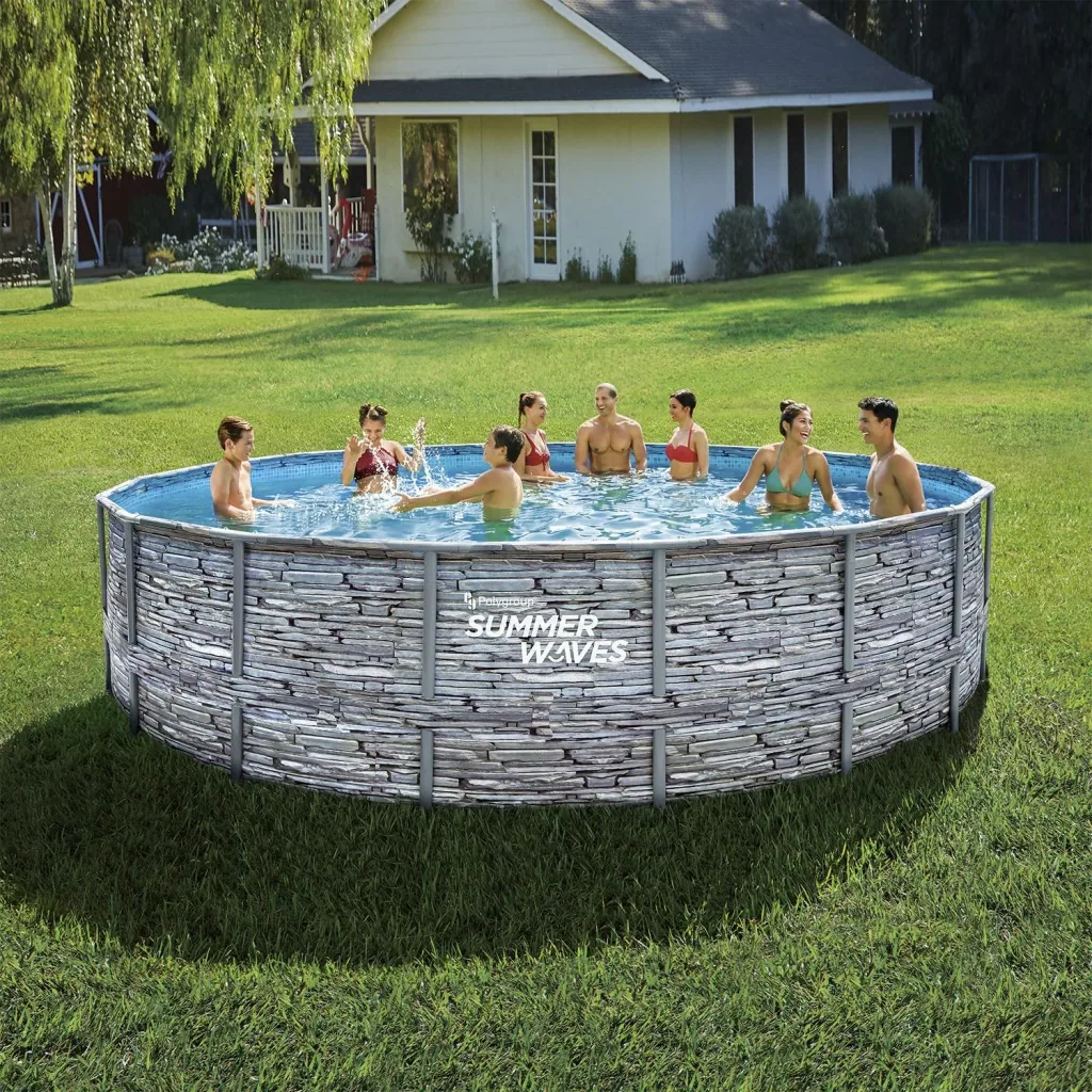Summer Waves Elite Frame Pool Ø549 x 132 cm, Teak-Optik