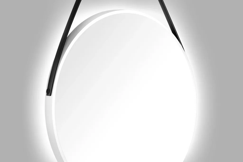 Dekorativer runder Wandspiegel mit indirekter LED Beleuchtung in weiß matt Ø 80 cm