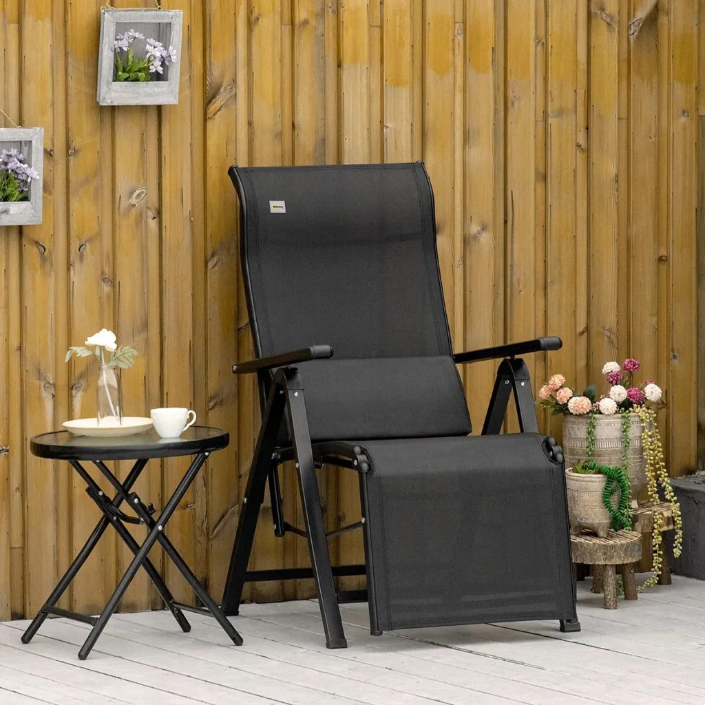Gartenliege - 9 Positionen - Schwarz - 70 x 65 x 111 cm