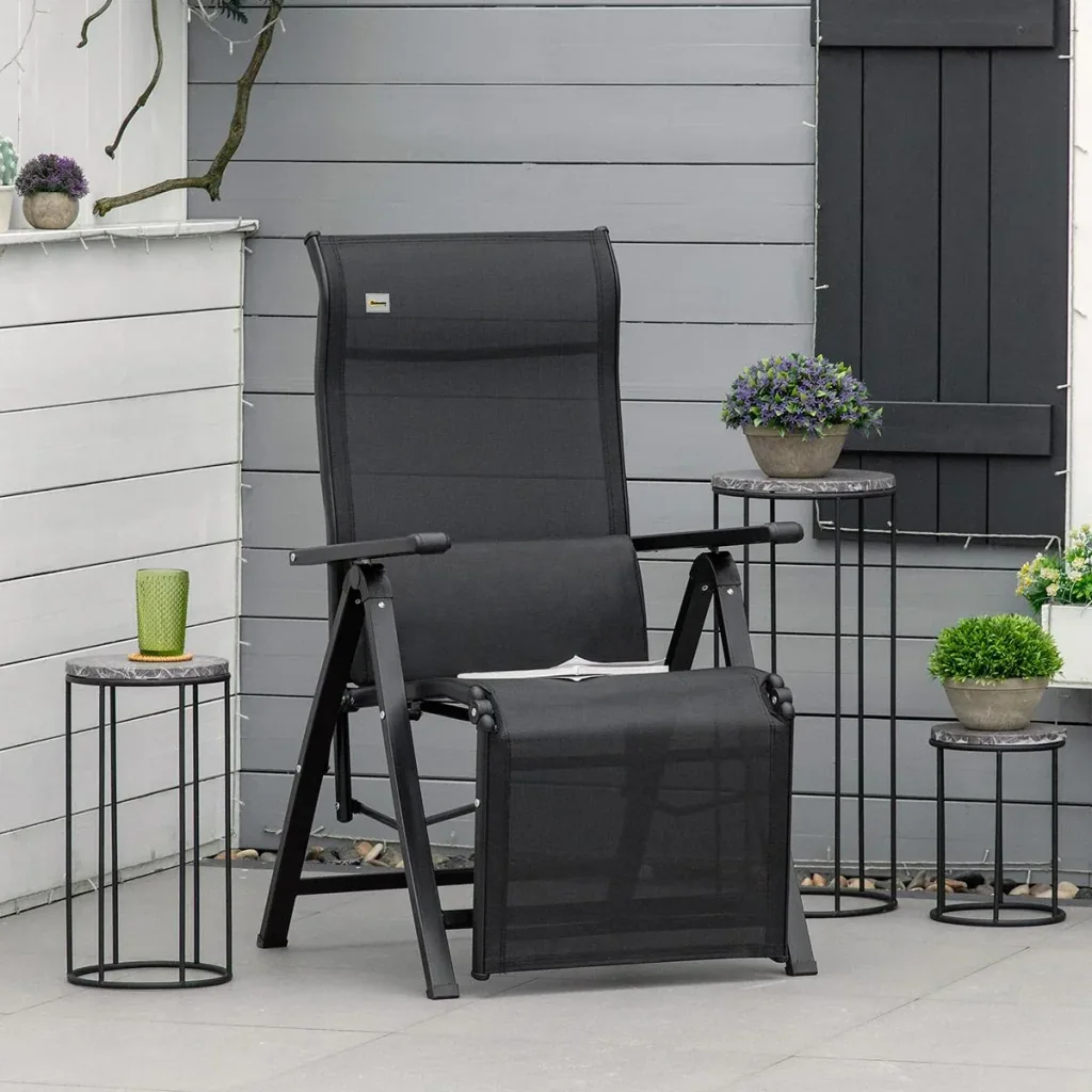 Gartenliege - 9 Positionen - Schwarz - 70 x 65 x 111 cm