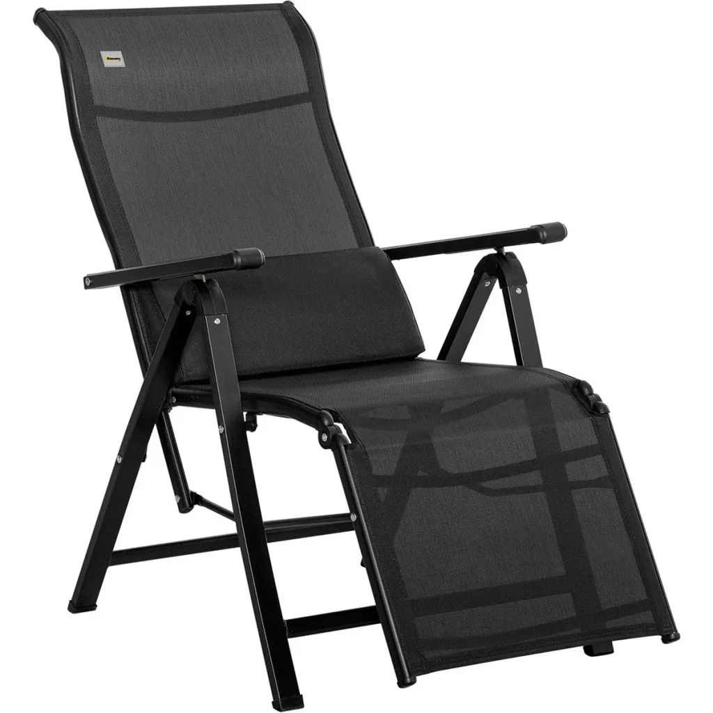 Gartenliege - 9 Positionen - Schwarz - 70 x 65 x 111 cm